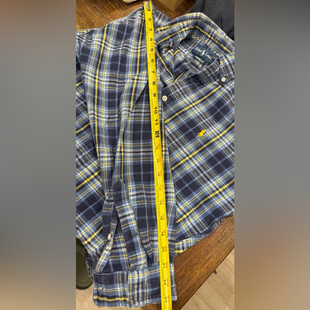 Ralph Lauren Men's Navy and Yellow Plaid Shirt - Picture 10 of 11